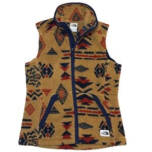 The North Face Campshire Sherpa Vest Women's Size Small Brown Aztec Print